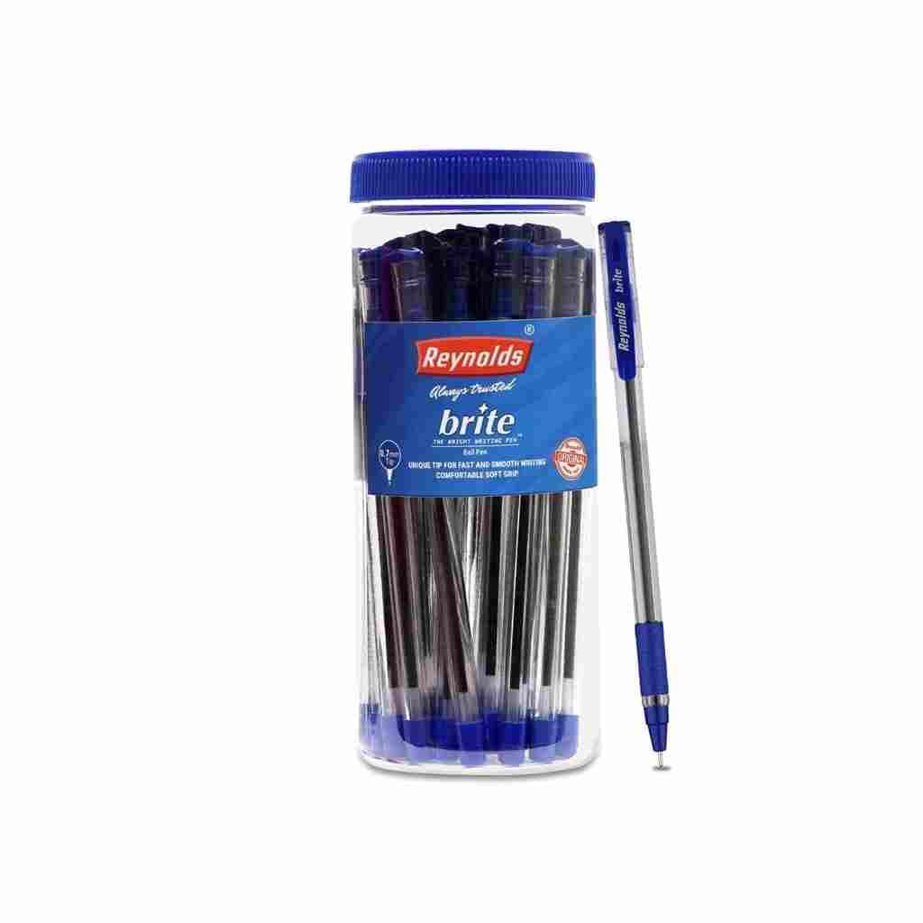 Reynolds BRITE Ball Pen Set - 25 Blue Pens with Comfortable Grip, 0.7 mm Tip Size