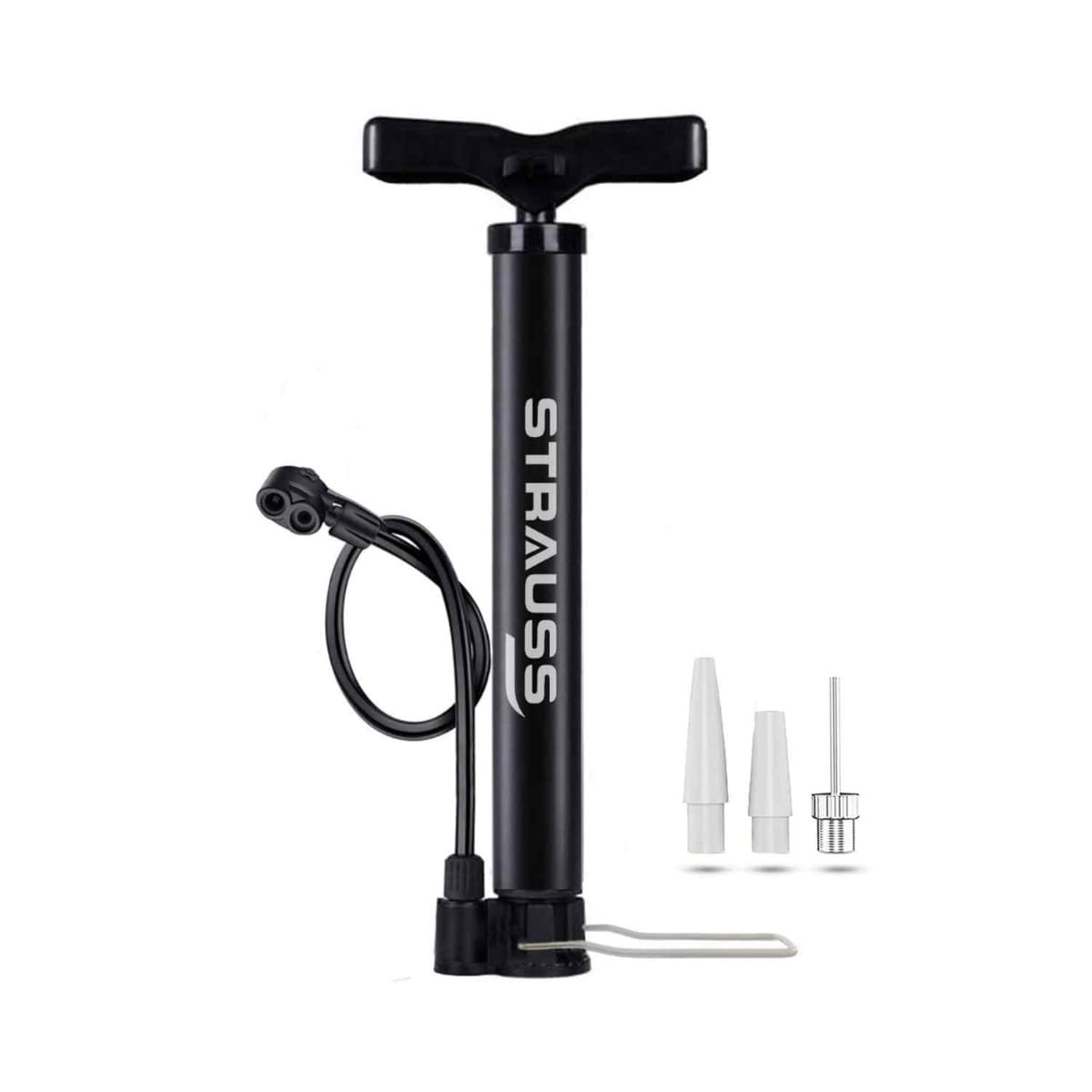 Strauss Bicycle Air Pump with Needle & Dual Valve 30 CM Long Portable Pump