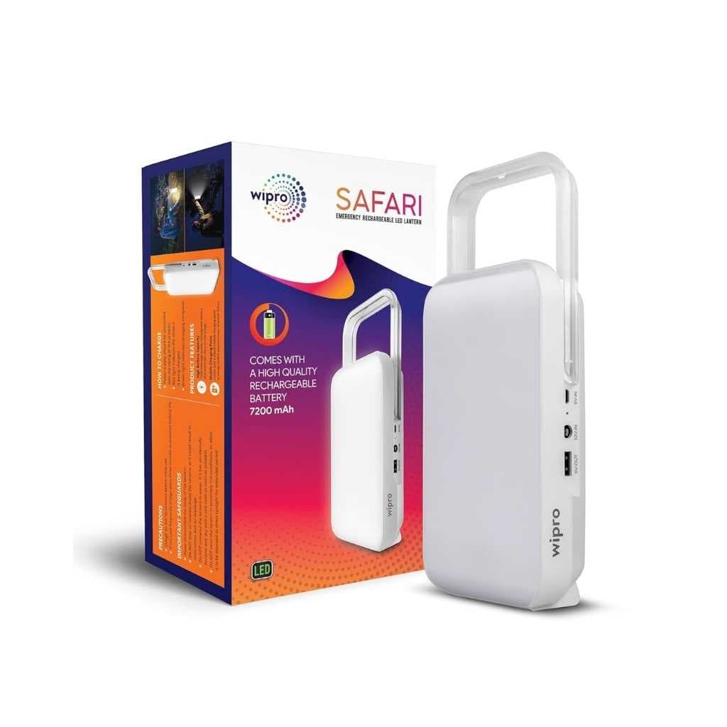 wipro Safari Emergency Rechargeable LED Lantern with 7200mAh Battery