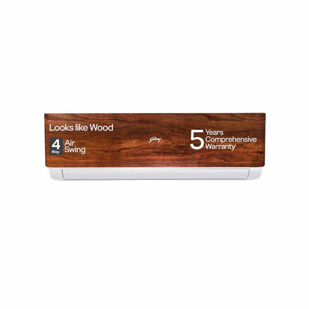 Godrej 1.5 Ton 3 Star Wood Finish AI Powered 5-In-1 Convertible Inverter Split AC