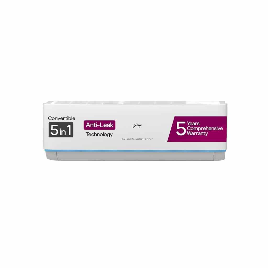 Godrej 1.5 Ton 3 Star AI Powered Anti-Leak 5-In-1 Convertible Inverter Split AC