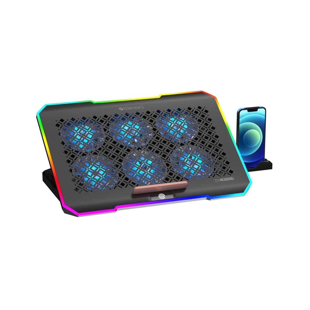 Zebronics ZEB-NC6500D Laptop Cooling Pad with Hexa Fans & RGB LED