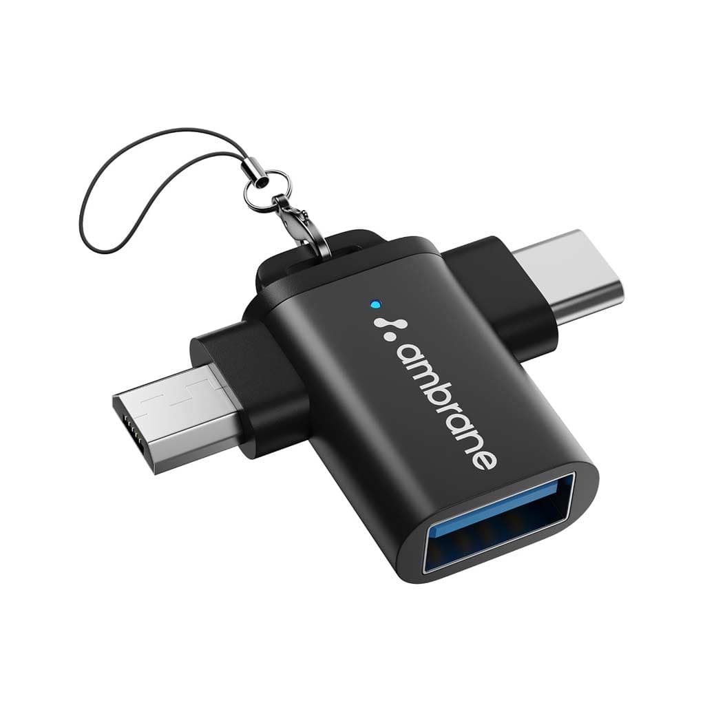Ambrane 2 in 1 OTG Adapter Micro USB + USB Type C to USB A 3.0 Female Connector