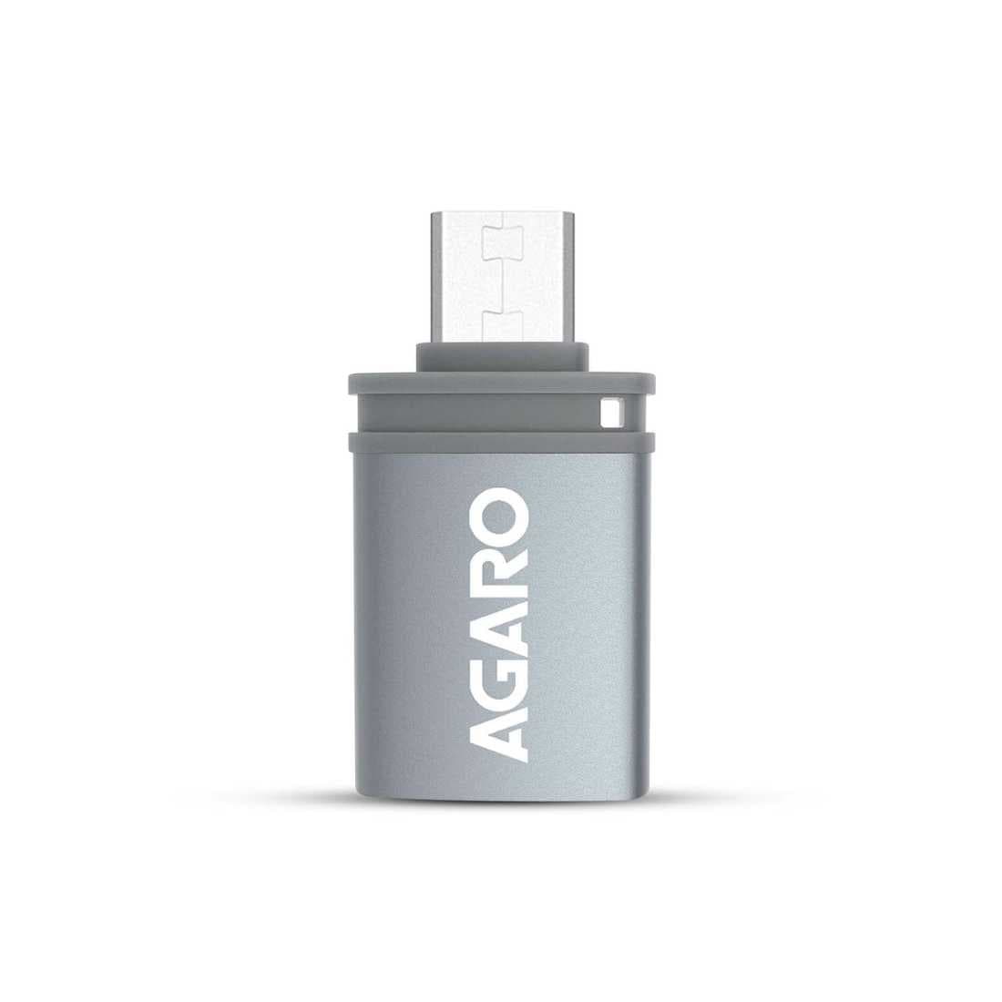 AGARO Micro USB to USB-A Female OTG Adapter (Metallic Grey)