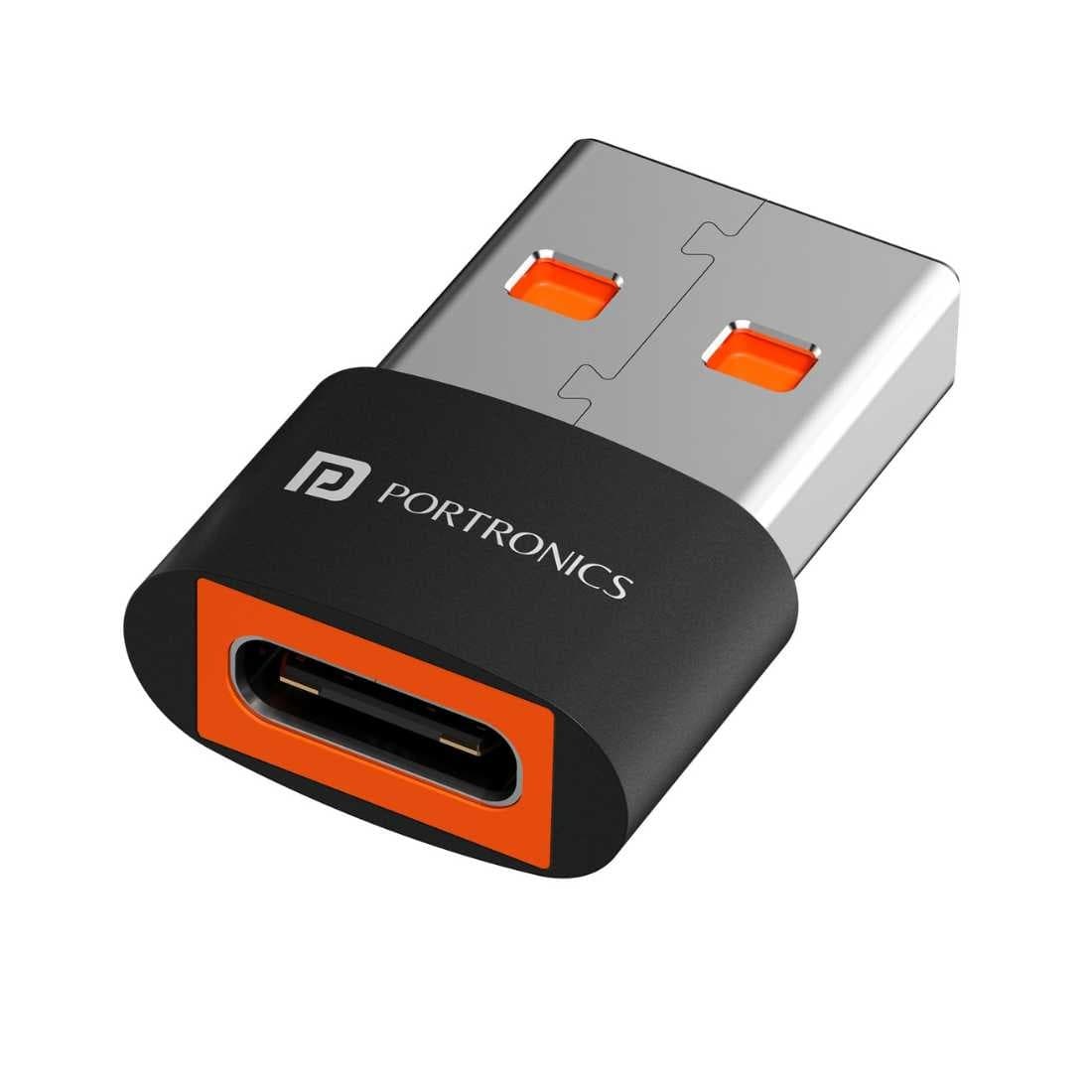 Portronics Bridge X USB 3.0 Type-C Female to USB-A Male OTG Adapter (Black)