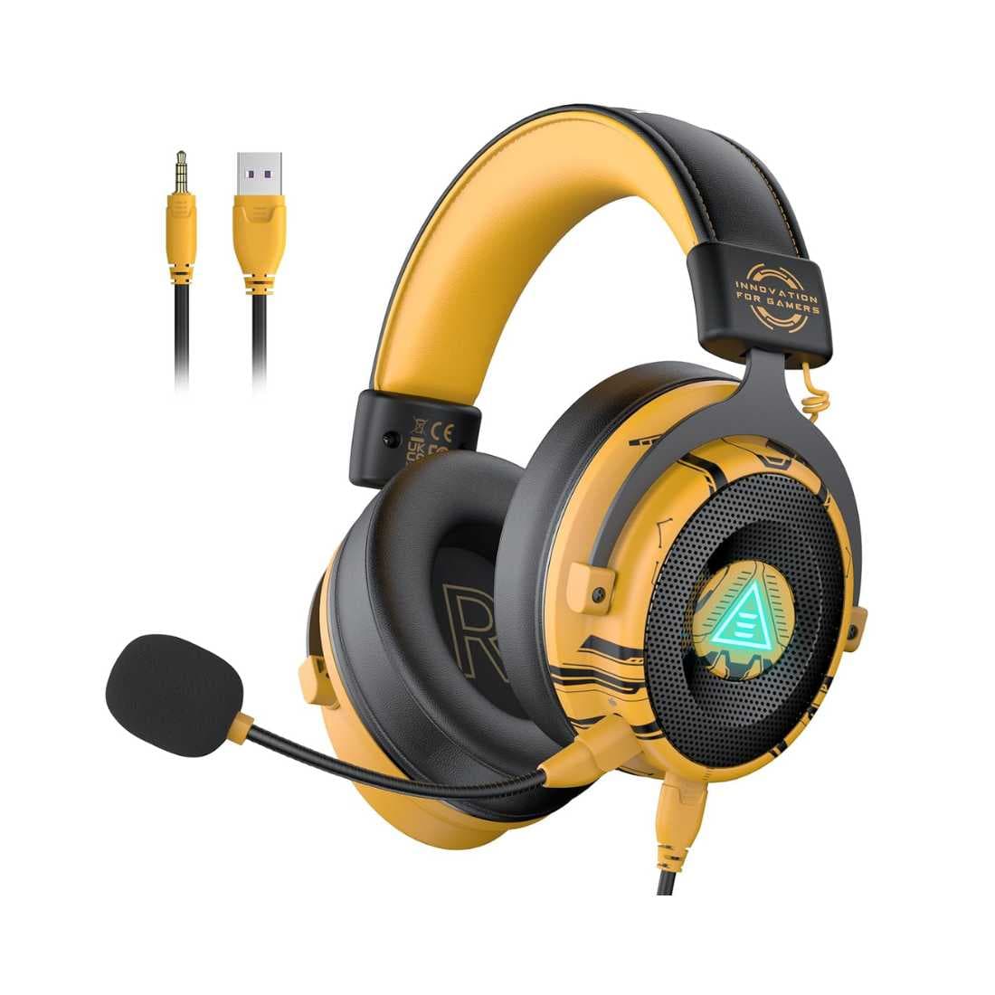 EKSA E900 Pro Gaming Wired Over-Ear Headphones with Mic (Yellow)