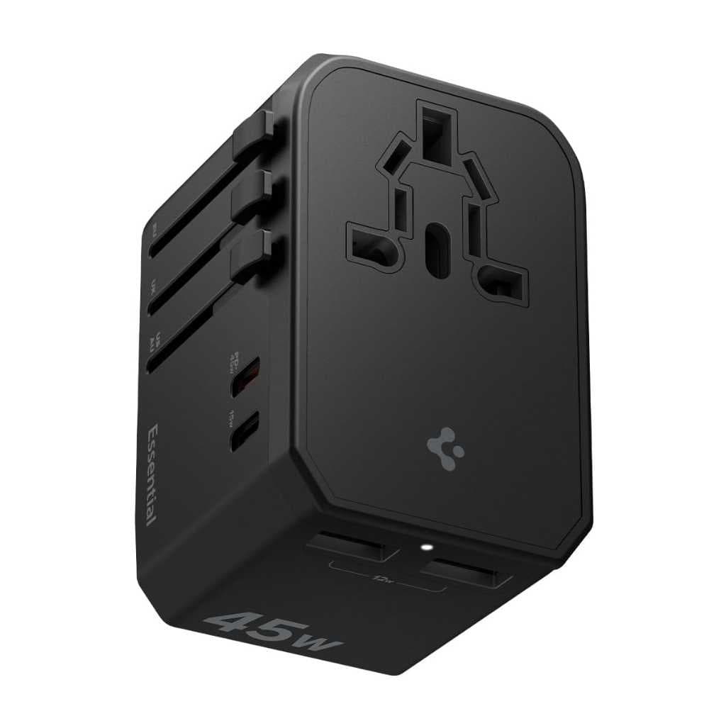 Spigen Universal Travel Adapter 45W Multi-Port Charger (Black)