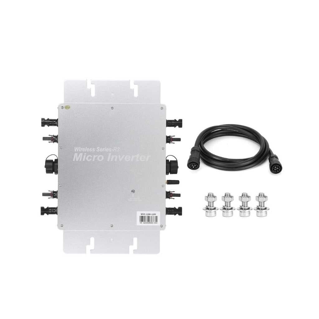 1200W Solar Grid Tie Micro Inverter, Stackable MPPT Pure Sine Wave Inverter, 22-60V Input 80-160VAC or 180-280VAC Output, IP65 Waterproof Microinverter for Roof, Outdoor Solar Power System (230V)