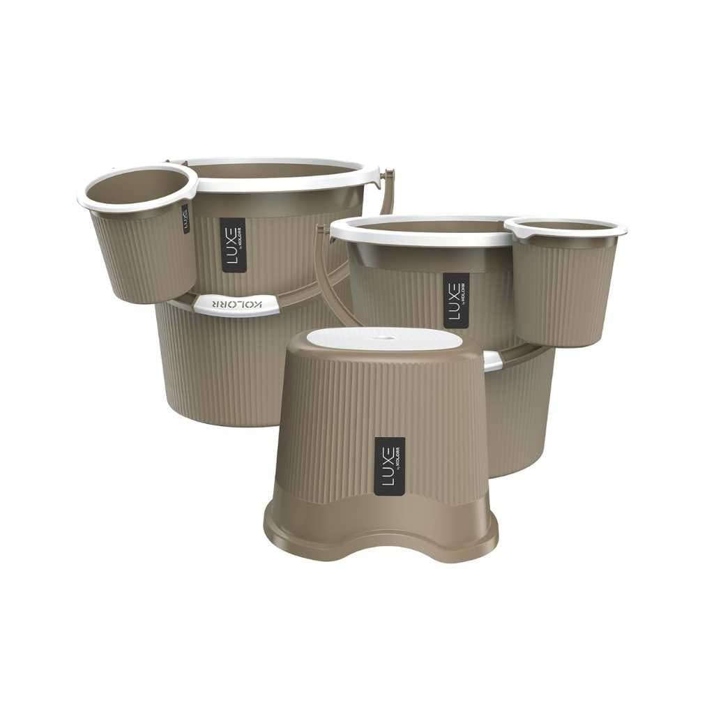 KOLORR Luxe Bathroom Set Pack of 5 (Bucket, Mug & Luxe Patla)