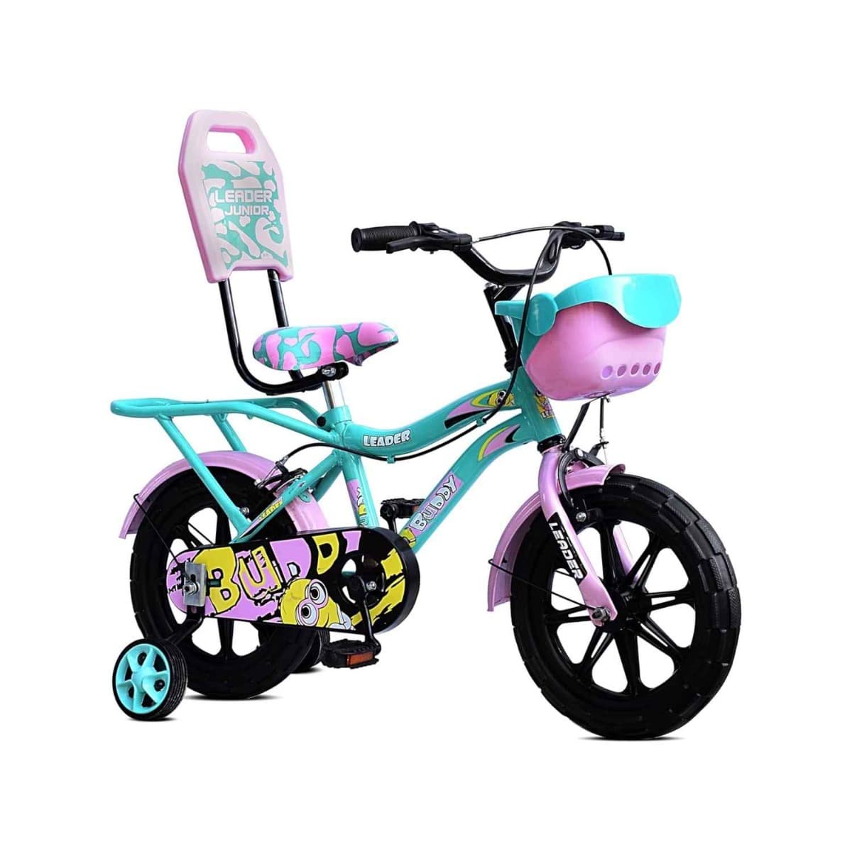 Leader Buddy Kids Cycle 14T with Training Wheels (Sea Green/Light Pink)