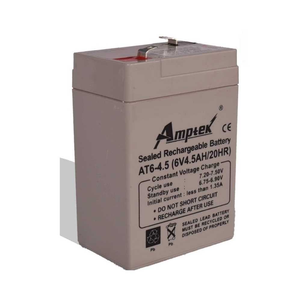 Malcolm Amptek 6Volt DC 4.5Ah Battery for Toys, Solar, Emergency Lights, Security Device