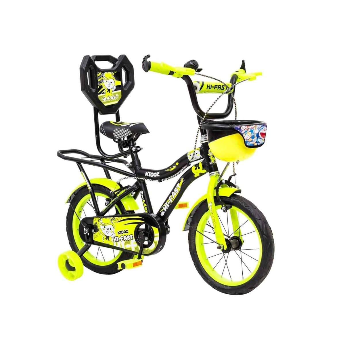 HI-Fast 16 Inch Kids Cycle with Training Wheels & Carrier (Green)