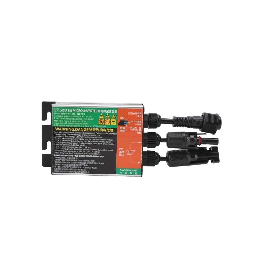 Hilitand Grid Tie Micro Inverter 10.8V-30V DC to AC Solar Microinverter Sine Wave Inverter (GMI-180L-AC110V) - Black - 1 Pack