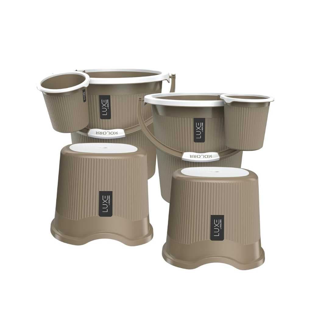 KOLORR Luxe Bathroom Set Pack of 6 (Bucket, Mug & Luxe Patla)