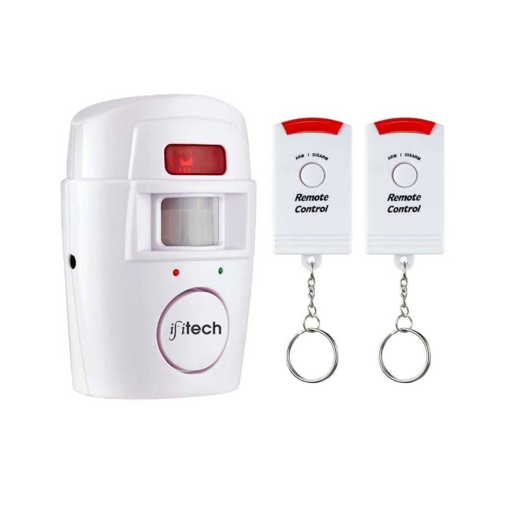 IFITech Motion Sensor Alarm with 105 dB Siren and Dual Remote Controls