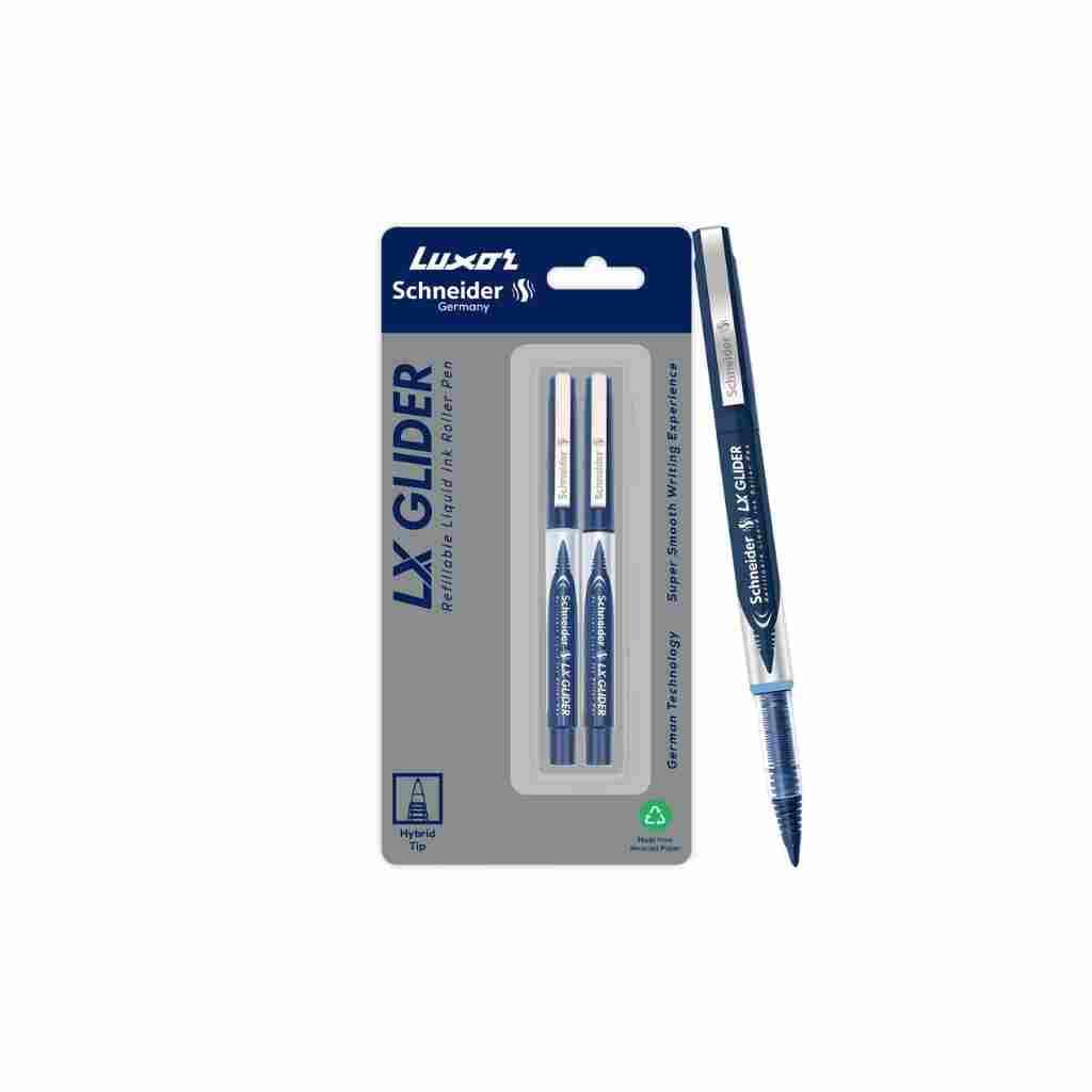 Luxor Schneider LX Glider Liquid Ink Roller Pen - Blue & Black, Pack of 2