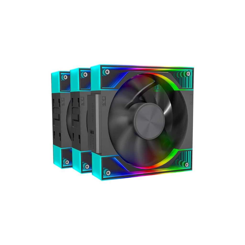 Ant Esports QuartzFlow 3-in-1 120mm ARGB Stackable Case Fan Kit (Black)