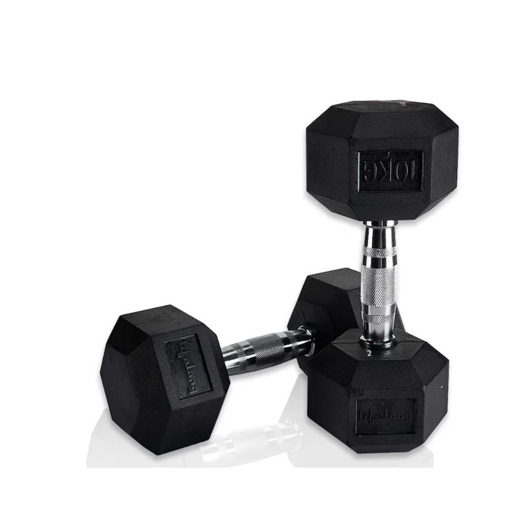 Lifelong PVC 20kg Plate Home Gym Set (Black, 10Kg Hex Dumbbell)