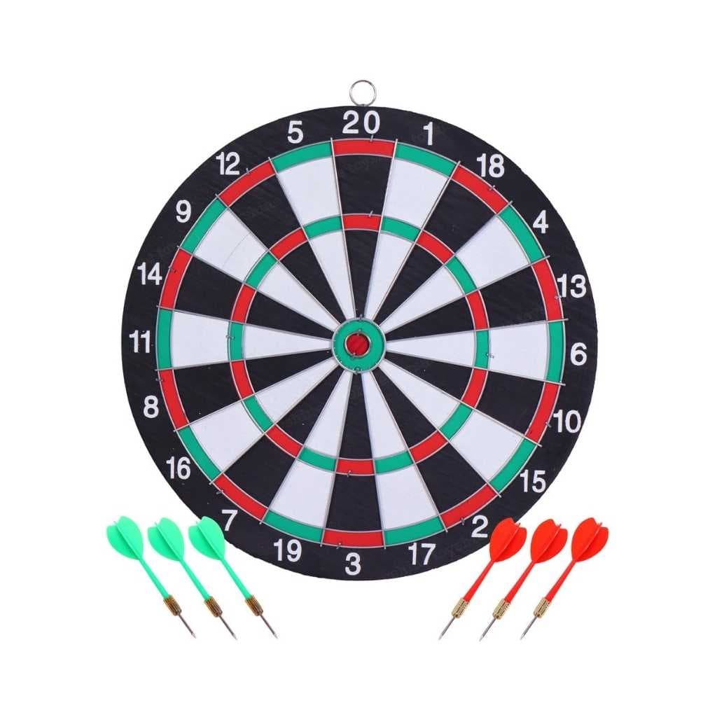 Toyshine Wooden Double Sided Dart Board Family Game Set