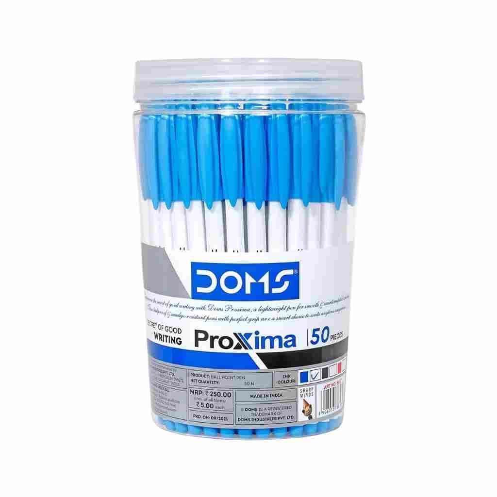 DOMS PROXIMA Ball Pen Blue - 50 Pieces Jar