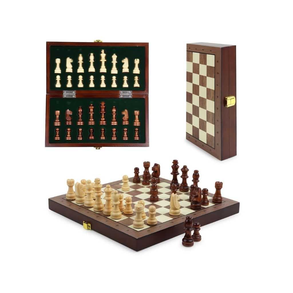 Niwlix Wooden Magnetic Portable Chess Board Set