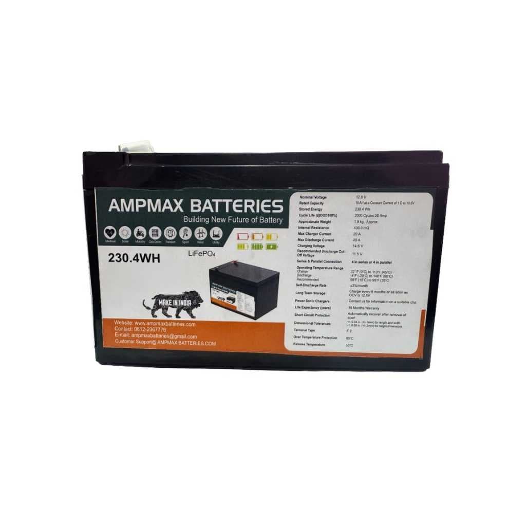 12V 18Ah LiFePO4 Lithium Battery with Built-in 30A BMS