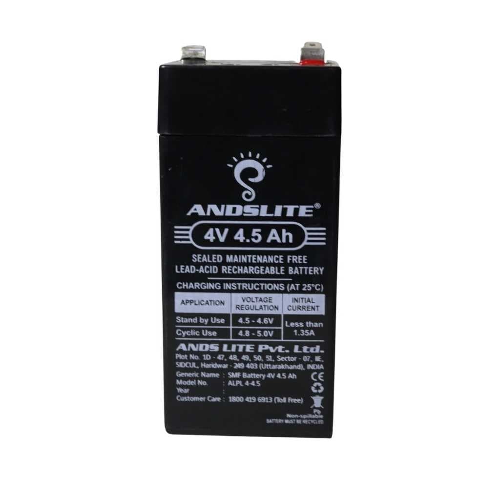 ANDSLITE 4V 4.5Ah Sealed Lead Acid Rechargeable Battery for Nano Torch AGM Solar Battery