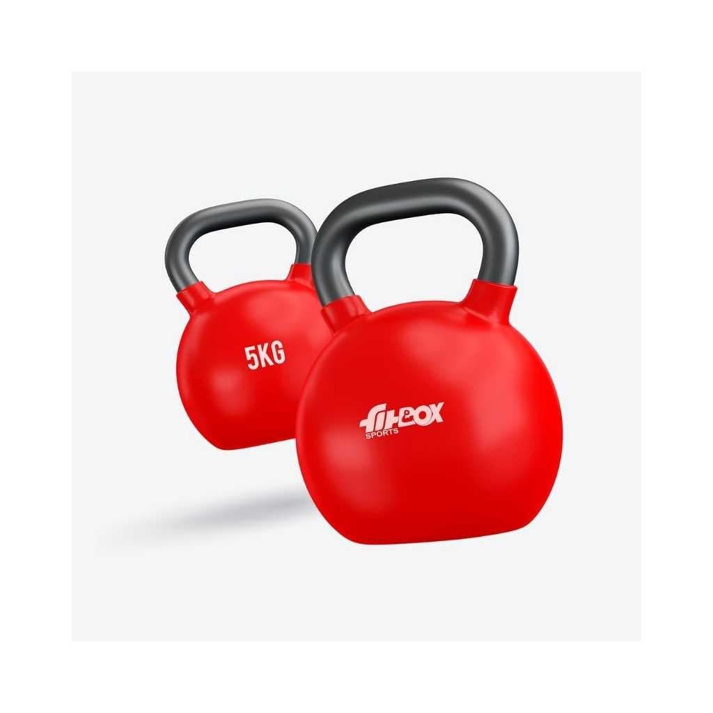 FitBox Sports Premium Kettlebell 5kg Cast Iron Vinyl Coated Solid Kettlebell