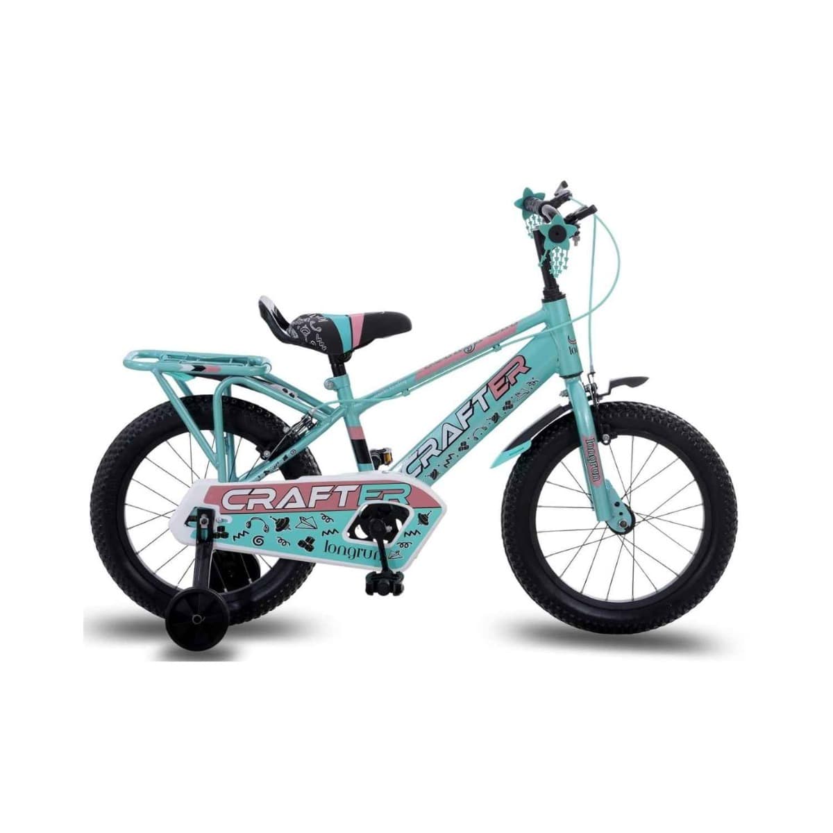 Longrun 16T Kids Cycle with Training Wheels for Boys & Girls 4-7 Years Sea Green