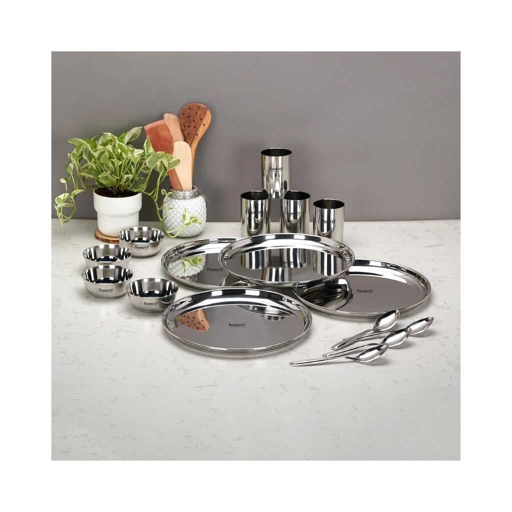 Sumeet Stainless Steel Heavy Gauge Mirror Finish Solid Dinner Set