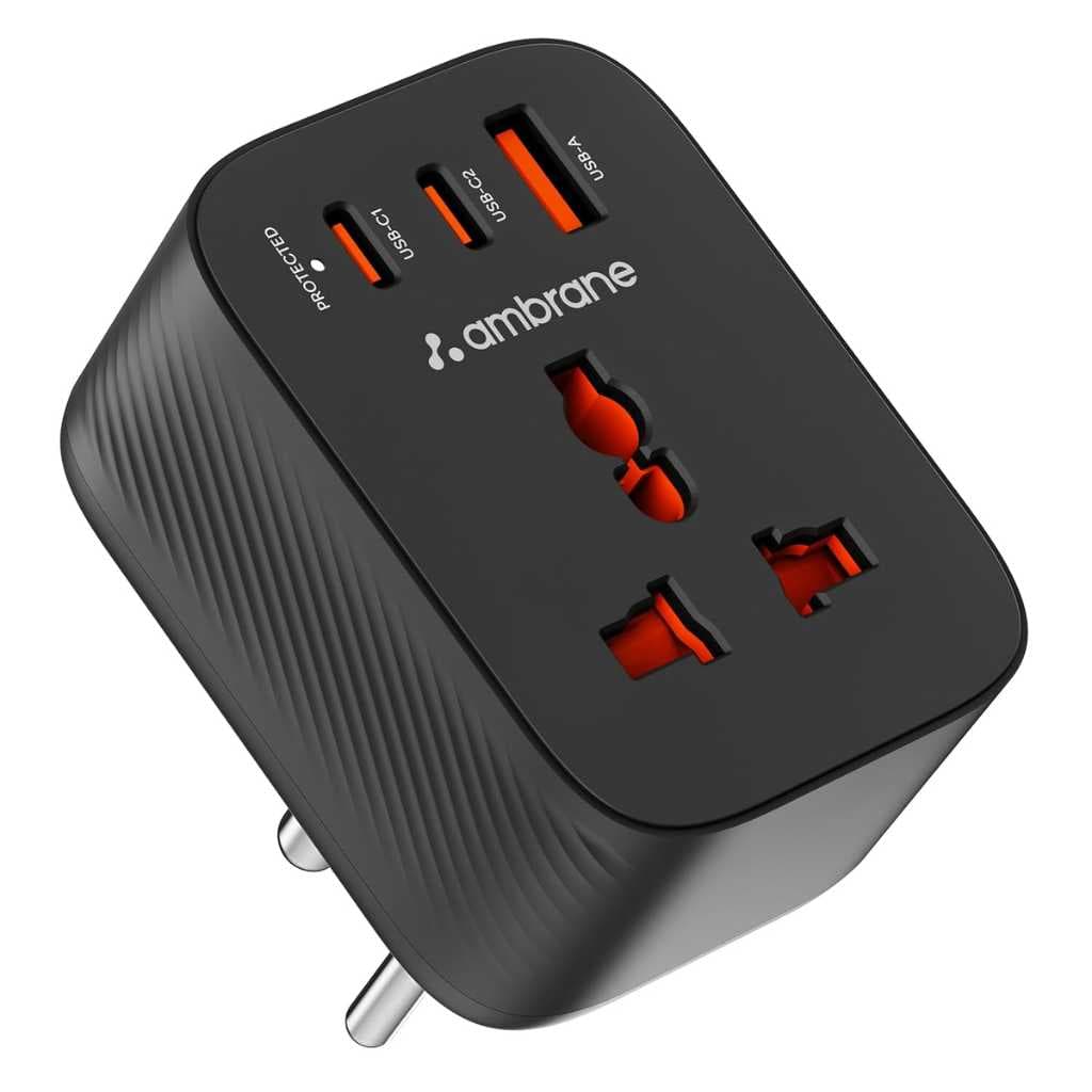 Ambrane Charge X33 33W Fast Charging Multi-Port Wall Adapter (Black)