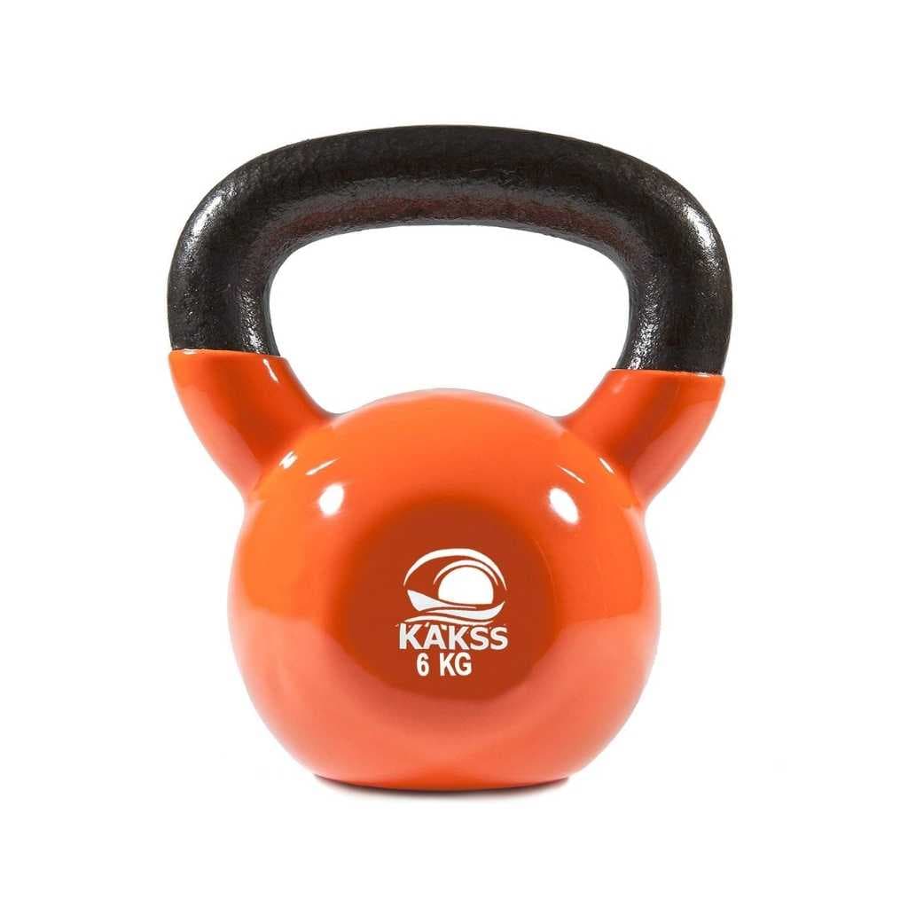 Kakss Vinyl Half Coating Kettlebell for Gym & Workout (6 KG Orange)