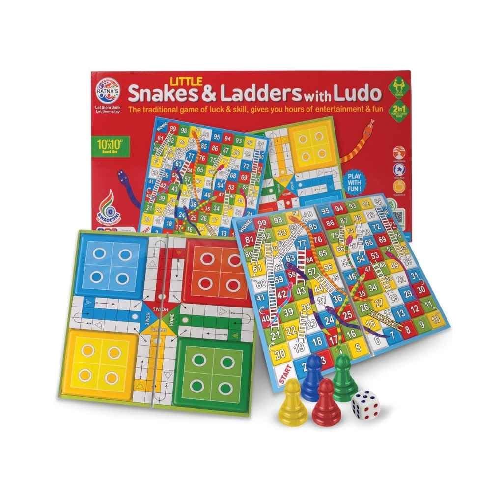 RATNA'S Classic Strategy Game Little Snakes and Ladders with Ludo 2 In 1