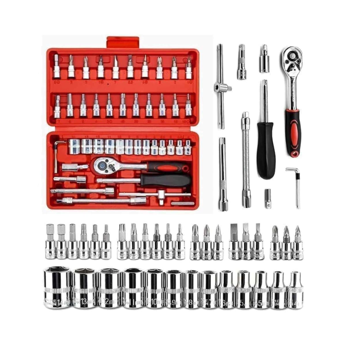 46 in 1 Home & Bike Tool Kit Socket Wrench Set