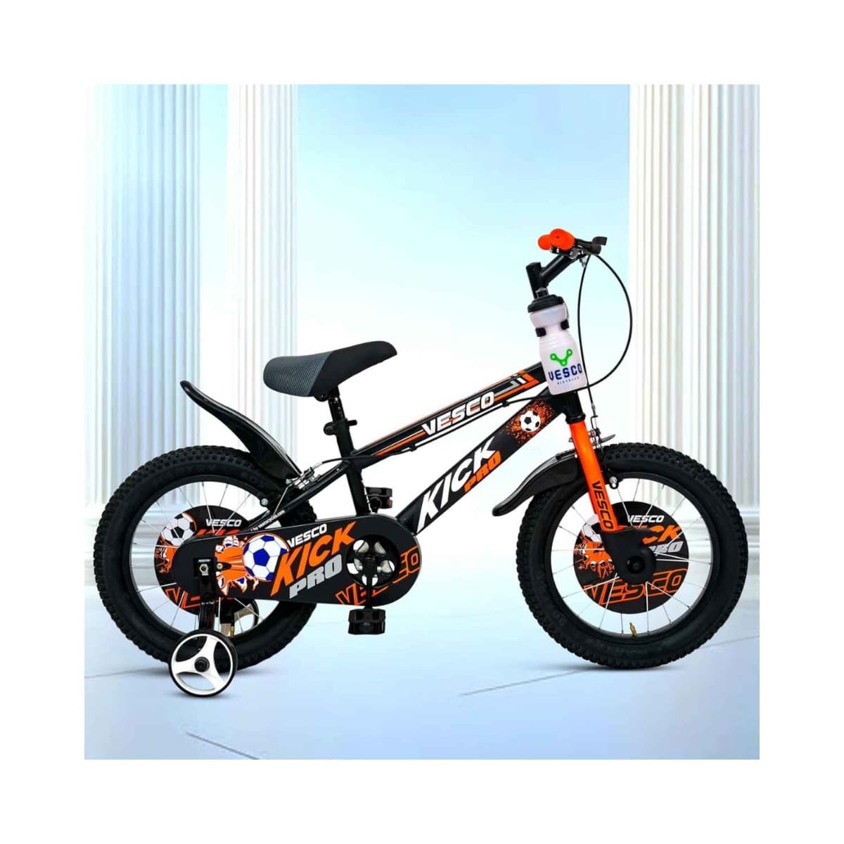 VESCO Kick Pro 16T Kids Cycle with Side Wheels (Orange)