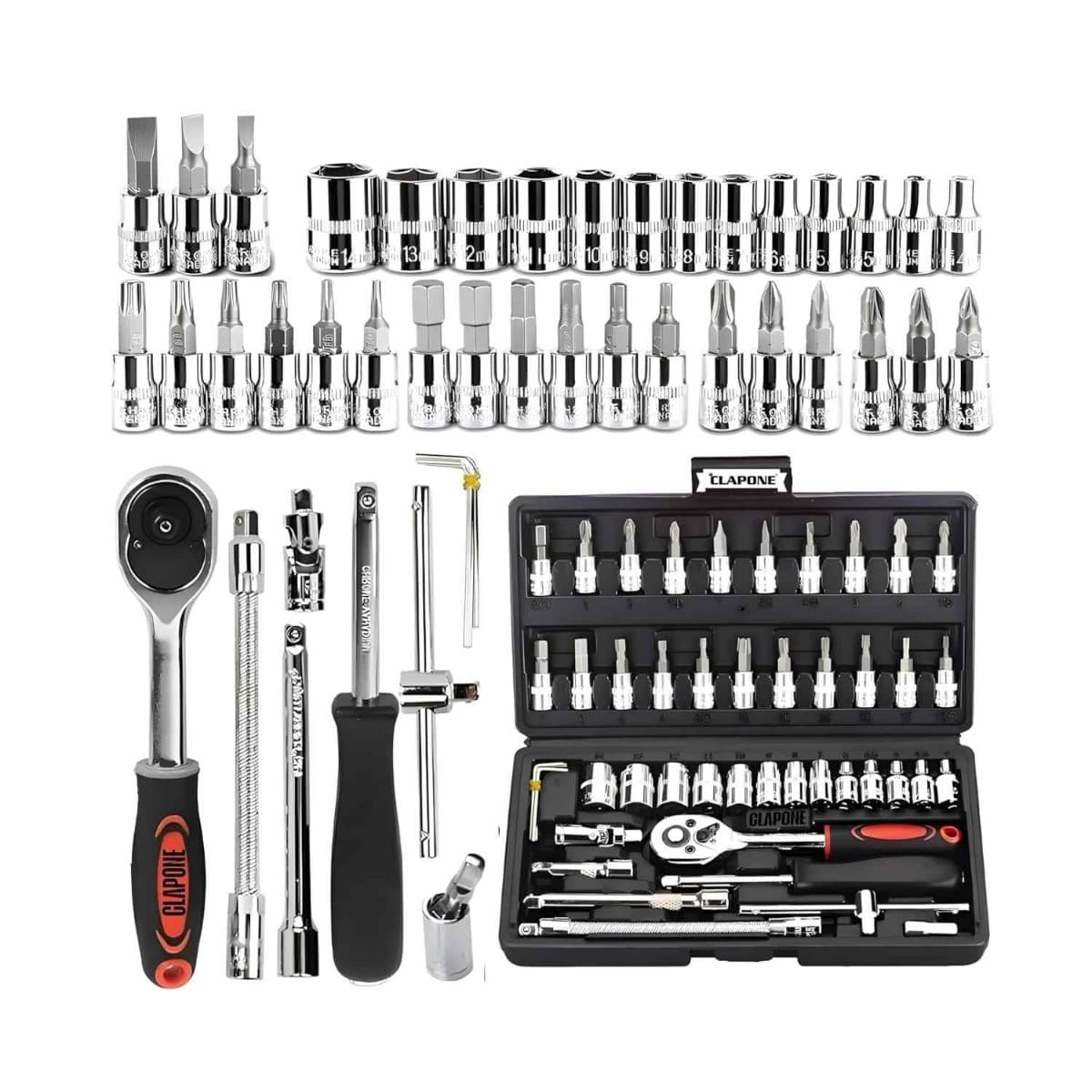 CLAPONE 46 Pcs Socket Ratchet Wrench & Bike Tool Kit