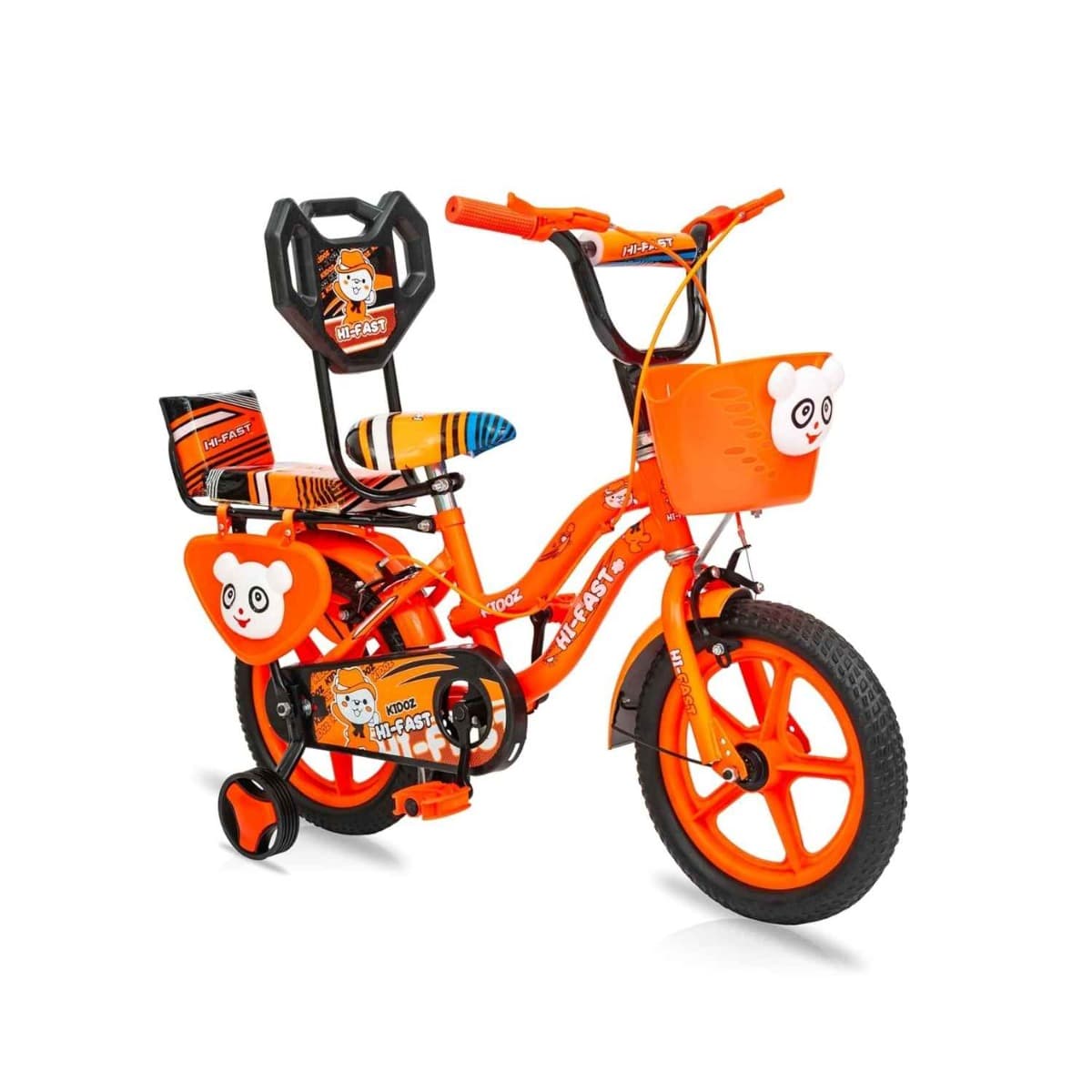 HI-Fast 14 Inch Kids Cycle with Back Seat & Training Wheels (Orange)