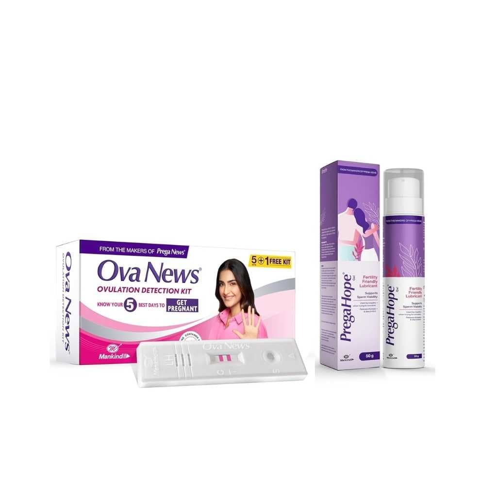 Ova News Ovulation Detection Kit for Women Planning Pregnancy (6 Strips) with Pregahope Fertility Lubricant Gel 50g