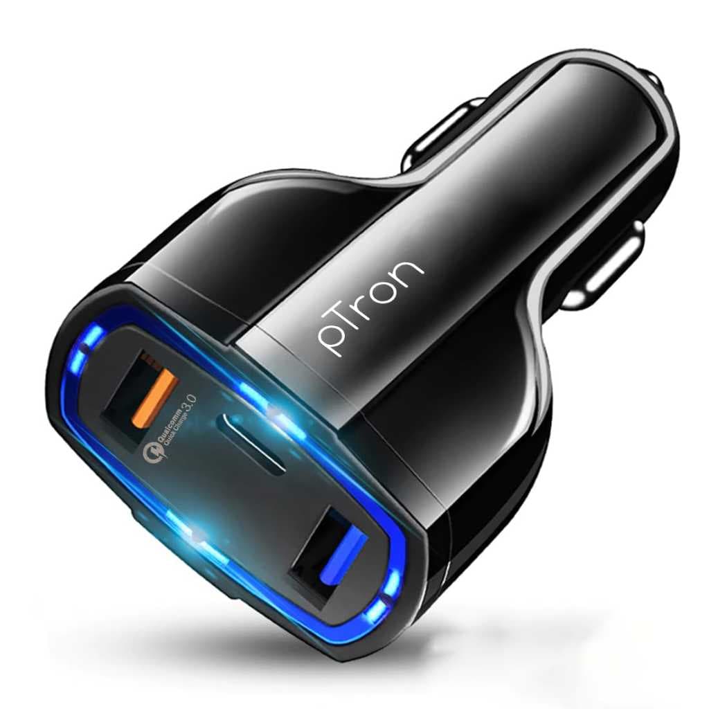 pTron Bullet Pro 36W Type-C PD 3-Port Fast Car Charger Adapter