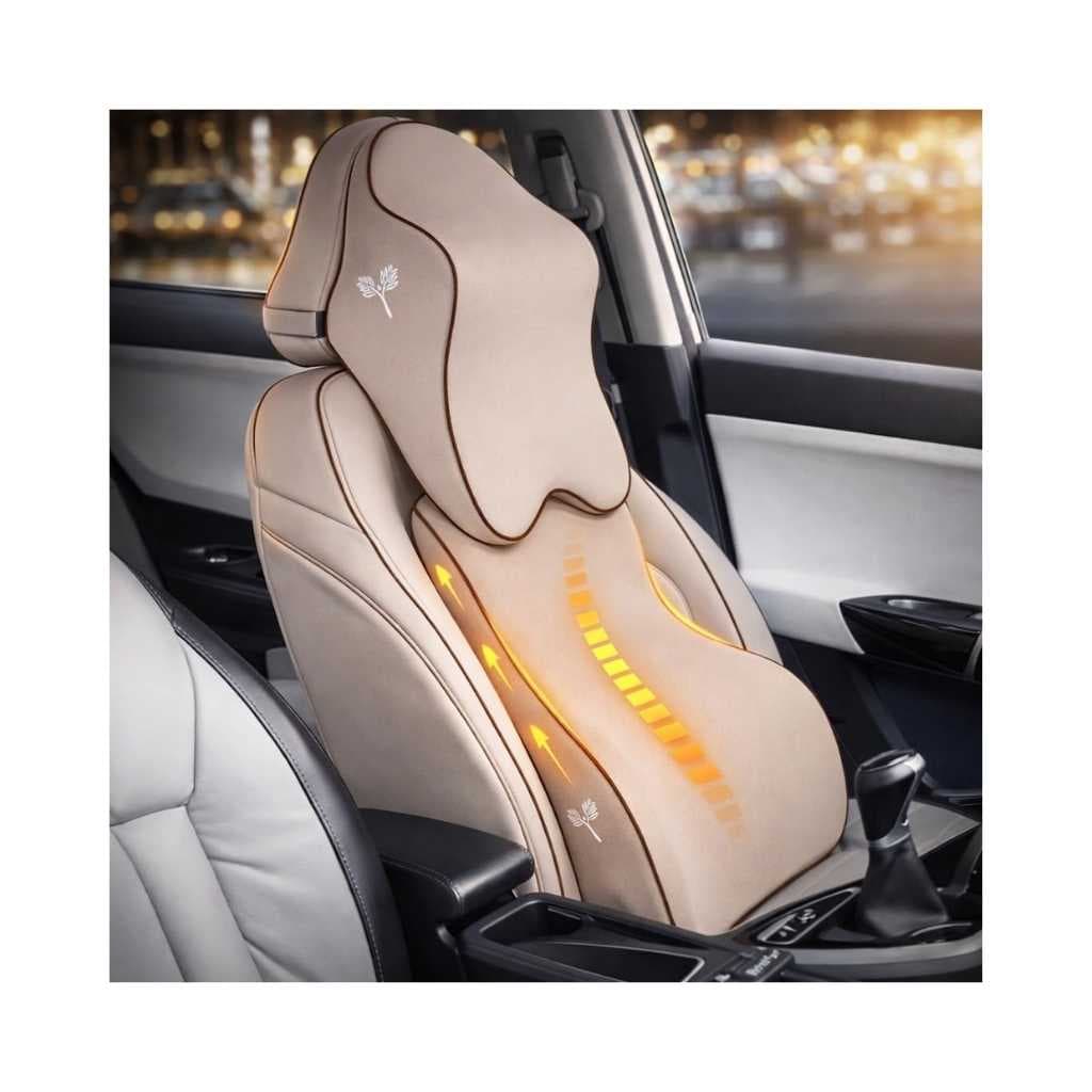 Grin Health SitRight Pro Car Neck Rest Pillow & Lumbar Back Support Cushion Combo