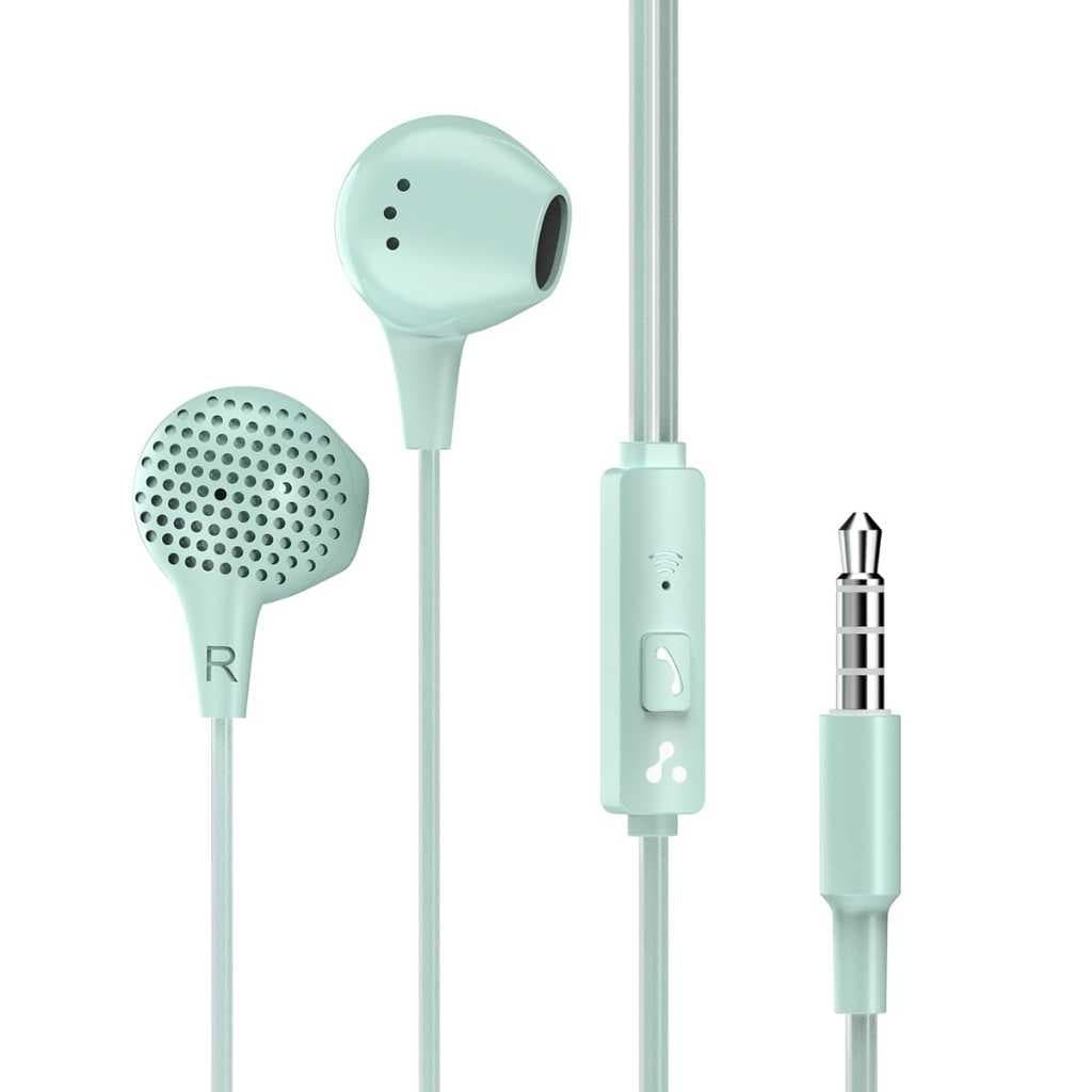 Ambrane EP-83 Wired In-Ear Earphones with Mic (Green)