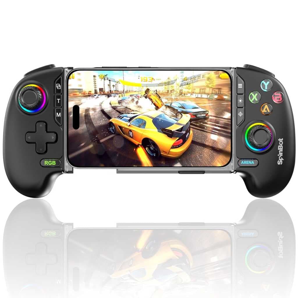 SpinBot Arcade Wireless Mobile Gamepad Controller (Black)