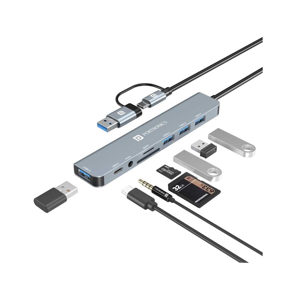 Portronics Mport 8 Plus Dual Plug 8-in-1 Docking Station