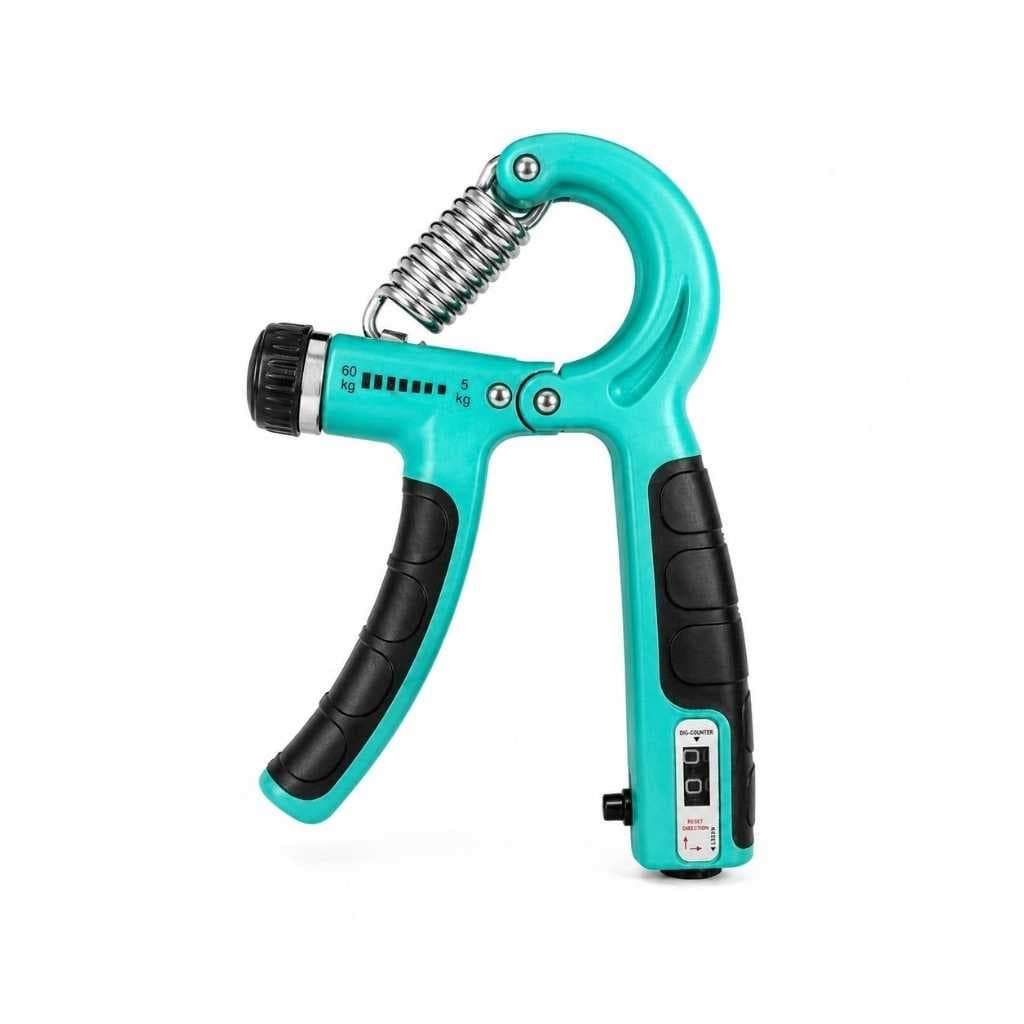 Sports Adjustable Hand Grip Strengthener with Counter (5kg–60kg) – Sea Green